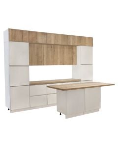 Kuzhinë, Lamja, strukturë melamine, mdf, e bardhë, 320 cm; ishull 180 cm