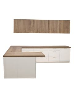 Kuzhinë, Martyna, strukturë melamine, mdf, e bardhë mat, 320x126x135 cm