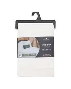 Straight single bed linen, Landiha, cotton, white, 180x290 cm
