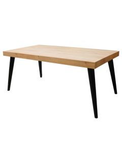 Tavolinë ngrënie, Calvin,  syprinë melamine, këmbë druri, kafe/e zezë, 180x90xH75 cm