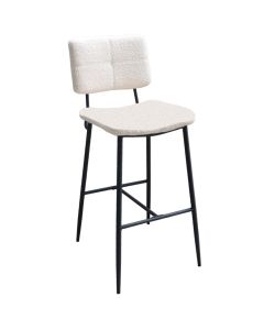 Bar stool, Bouton, textile upholstery, metal legs, light grey, 46x55xH103 cm
