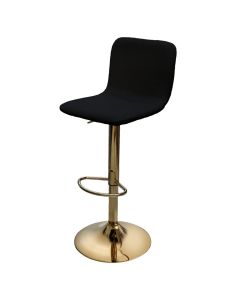 Bar stool, Onphoil, textile upholstery, metal structure, black/gold