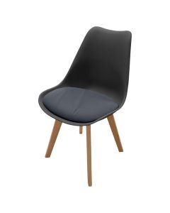 Dining chair, PU upholstery, wooden chair, black, 57x48x81 cm