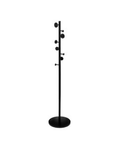Static hanger, 8 hooks, metal/mdf, black, 37xH176 cm