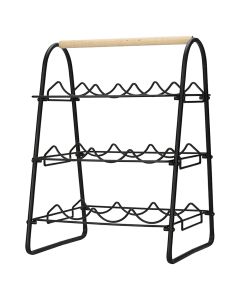 Wine rack, 9 bottles, metal, black, 32x29xH46 cm