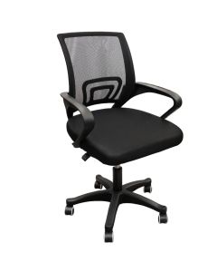 Office chair, mesh backrest, mesh cover seat, PP armrest, plastic base, PP castors, black, 61x51xH84-94 cm