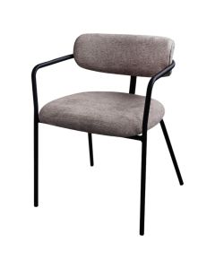Dining chair, metal structure, textile upholstery, brown, 52x52.5xH72 cm