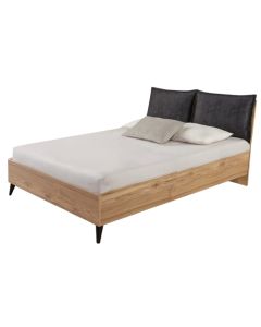 Krevat dopjo, Eti, strukturë melamine, këmbë plastike, kafe/e zezë, 165x211x95 cm