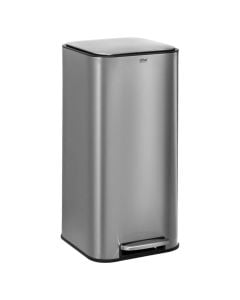 Recycle bin "Delta" in silver color stainless steel material, 30 l. Dimensions, H : 63 cm, W : 35.5 cm, D : 29 cm.
