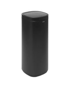 Recycle bin "Poubelle" in black color stainless steel material, 50 l. Dimensions, H : 73.5 cm, W : 30 cm, D : 30 cm.