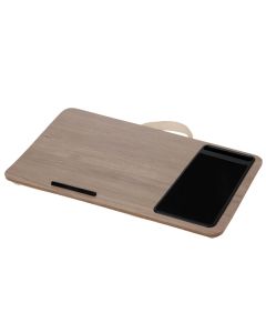 Laptop holder, mdf, polyester, natural wood, black, L57.5 x D30.5 x S4 cm
