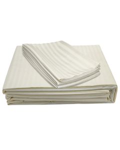 Bedlinen set, double, saten, 80% cotton/20% polyester, with stripe 7mm, panna, 250x300 cm (without elastic); 250x300 cm; 50x80 cm (x2)