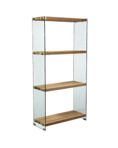 Raft shumëfunksional, 3 nivele, xham I temperuar/ MDF, transparente/ sonoma, 76x30xH165 cm