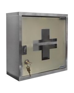First aid box, 30x12xH30 cm, stainless steel & glass