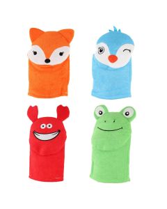 Wash cloth, polyester, red/blue/green/orange, 23x20 cm, 1 piece
