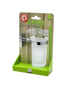 Mbajtëse furçe dhëmbësh, FERIDRAS, EASY, me montim në mur, xham, çelik, I kromuar