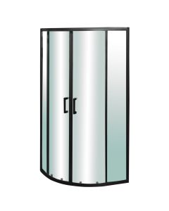 Shower cabine, glass 5 mm, aluminum profile, matt black, 90x90xH185 cm
