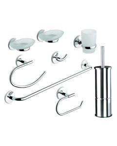 Set aksesorë tualeti, One, inoks, me vida, 8 copë