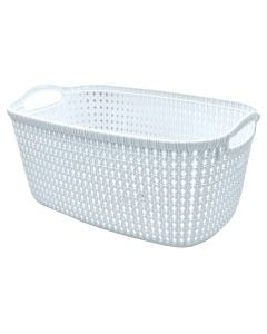Laundry basket, Knit, 30 lt, plastic, white, 52x32.7x24.5 cm