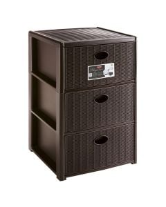 Storage rack, Elegance, with 3 drawers, plastic, moka, 40x40xH60 cm
