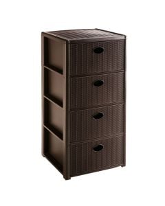 Storage rack, Elegance, with 4 drawers, plastic, moka, 40x40xH80 cm