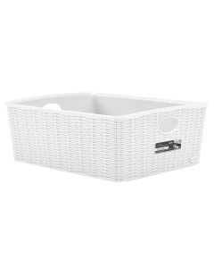 Multifunctional basket, Elegance L High, plastic, white, 36x29xH13 cm