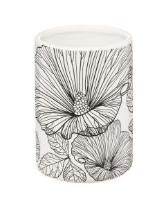 Toothbrush holder, Blackflora, bamboo/ceramic, colorful, 7.8xH11 cm