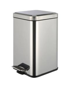 Waste bin, 12L, stainless steel 410, silver, 23x23xH37.5 cm