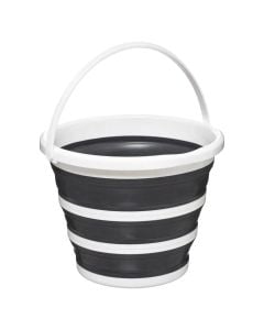 Folding bucket, 10 l, PP/thermoplastic, gray, 32x32xH24.5 cm
