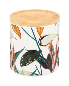 Cotton holder, Palawan, with lid, stoneware/porcelain, colorful, 9x9xH11cm