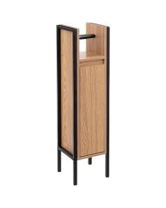 Toilet paper holder, Tribec, with shelf, metal/melamine, brown/black, 19x20x78cm