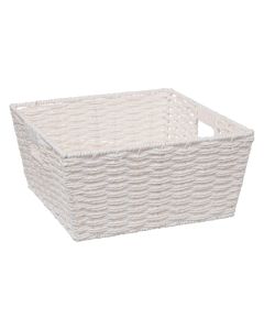 Storage basket, rectangular, with handles, fabric, white, 31x31xH15cm