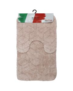 Bath mat, set of 2, cotton, pink/light, 50x48cm; 80x48 cm