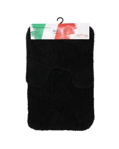 Bath mat, set of 2, microfiber, black, 50x48cm; 80x48 cm