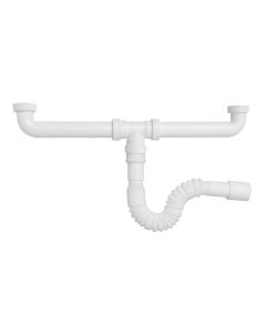 Sifon lavapjate me 2 dalje+ tub fleksibel, plastik, e bardhë,  1/1/2''x32x40 mm