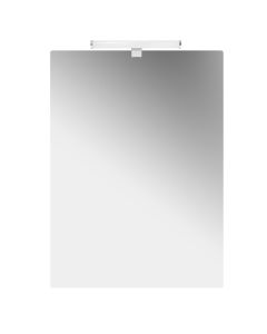 Pasqyrë e drejtë, Rroller, kënde harkore, Led, xham/abs, argjend, 100 x70 cm