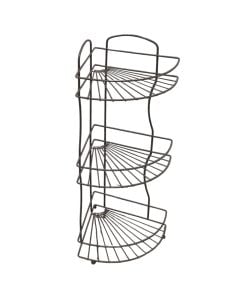 Toilet shelf, corner, 3 levels, metal, gray/matt, 31x22.5xH61 cm