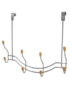 Clothes hanger, on the door, 8 hooks, metal, chrome, 39x13.5xH23.5 cm
