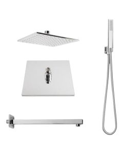 Shower head set, Smart, square, 2 shower heads, flexible pipe, stainless steel, 20x20 cm