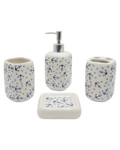 Set aksesorë tualeti, 4 copë, Ancre, qeramikë, e bardhë