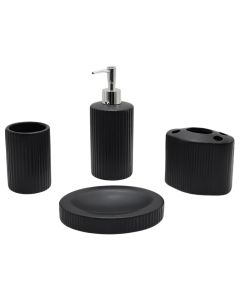 Bathroom accessory, 4 pieces, Stripes B, ceramic, black
