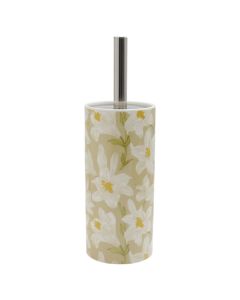 Toilet brush with holder, Floris, ceramic, white, green