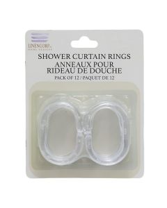 Unaza për perde dushi, 12 cope, Ovale, Plastik, Transparente
