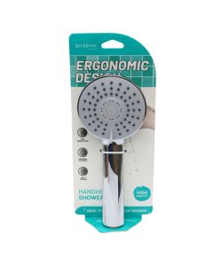 Shower head, round, plastic, silver, universal