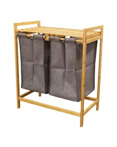 Laundry basket, Izuka,Bamboo, Fabric, Natural, Grey, 60 l, 64x34xH73 cm