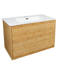 Toilet furniture set "Zanzi" with wall mounting in bamboo material, ceramic. Dimensions : H52 x W80 x D44.5 cm