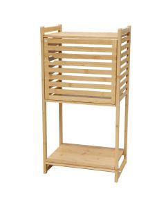 Multifunctional shelf "Mistia S" in bamboo material and natural wood color, 2 levels. Dimensions: H81.5 x W42 x D30 cm