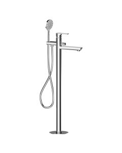 Freestanding bath mixer "Diana", bronze material, silver color, chrome finish, shower head 4 functions, height, H: 78 cm