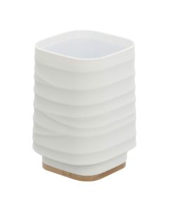 Toothbrush holder ''Alabama'' in ABS white color. Dimensions, H : 11 cm, W : 7.5 cm, D : 7.5 cm