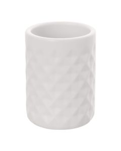 Mbajtëse furçe dhëmbësh ''Texas'' në material qeramik ngjyrë e bardhë. Përmasat, H : 11 cm, Ø : 8 cm